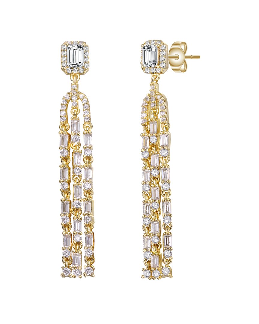 Genevive 14k Over Silver Cz Statement Earrings