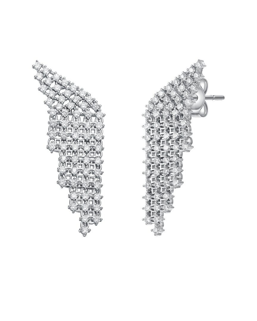 Genevive Silver Cz Statement Earrings