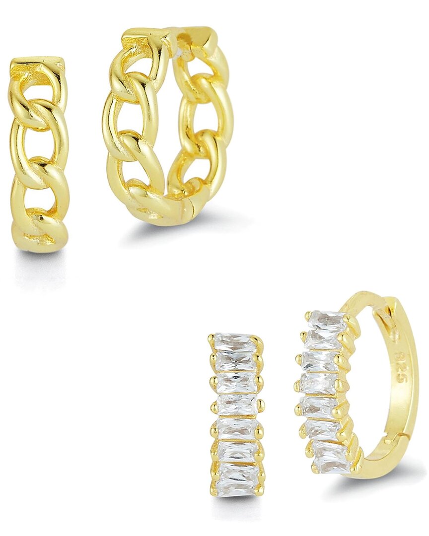 Glaze Jewelry 14k Over Silver Cz Huggie Earrings Set