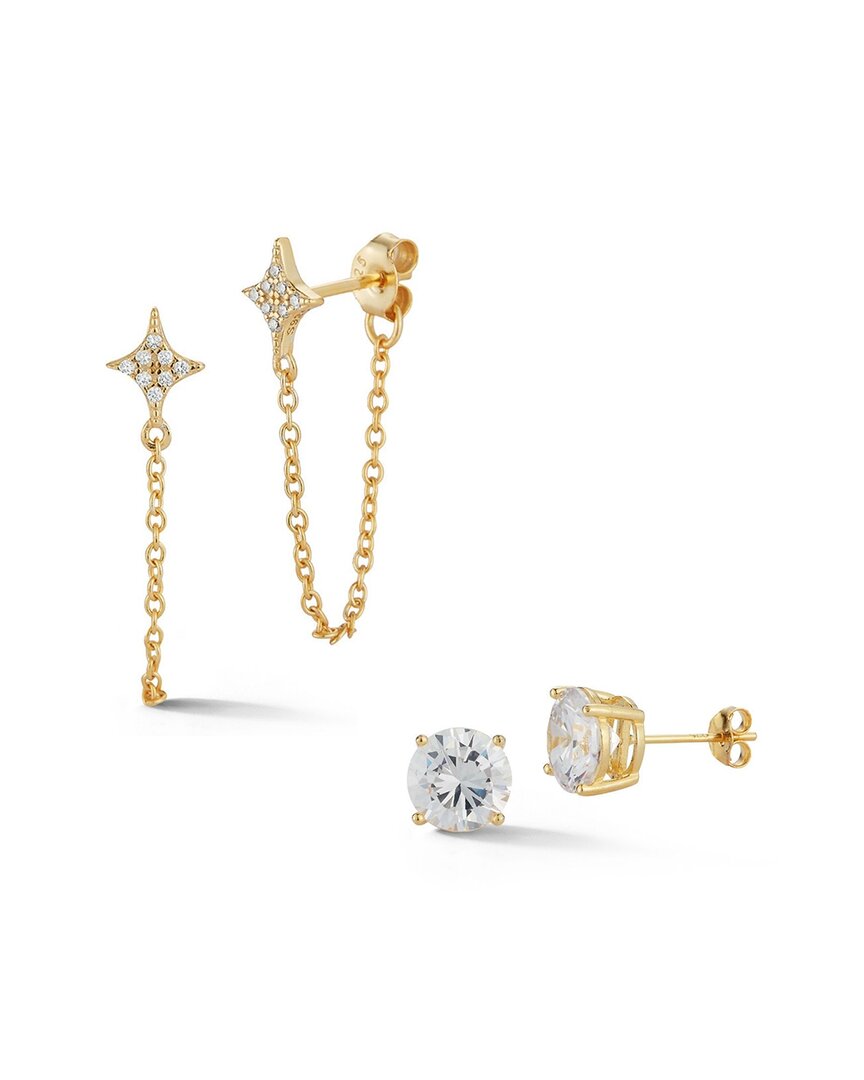 Glaze Jewelry 14k Over Silver Cz Chain Star Earrings Set