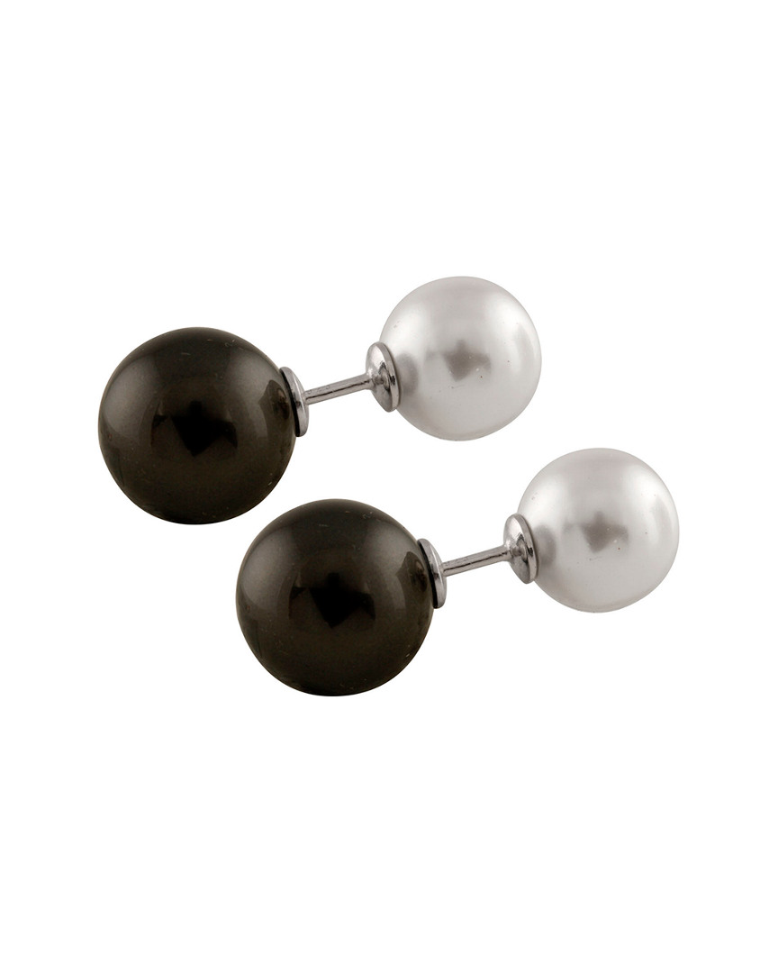 Splendid Pearls Rhodium Plated Silver 8-12mm Pearl Drop Earrings