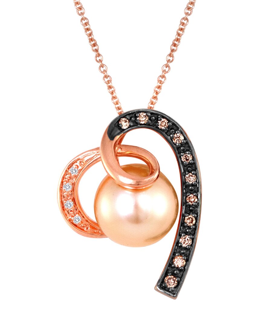 Le Vian ® 14k Strawberry Gold 0.11 Ct. Tw. Diamond 9-10mm Pearl Pendant Necklace