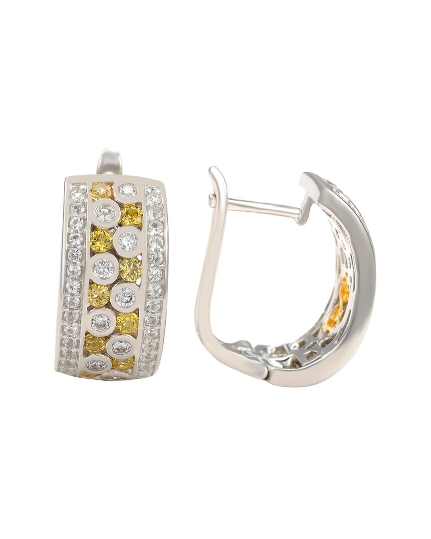Suzy Levian Silver 0.02 Ct. Tw. Diamond & Sapphire Earrings