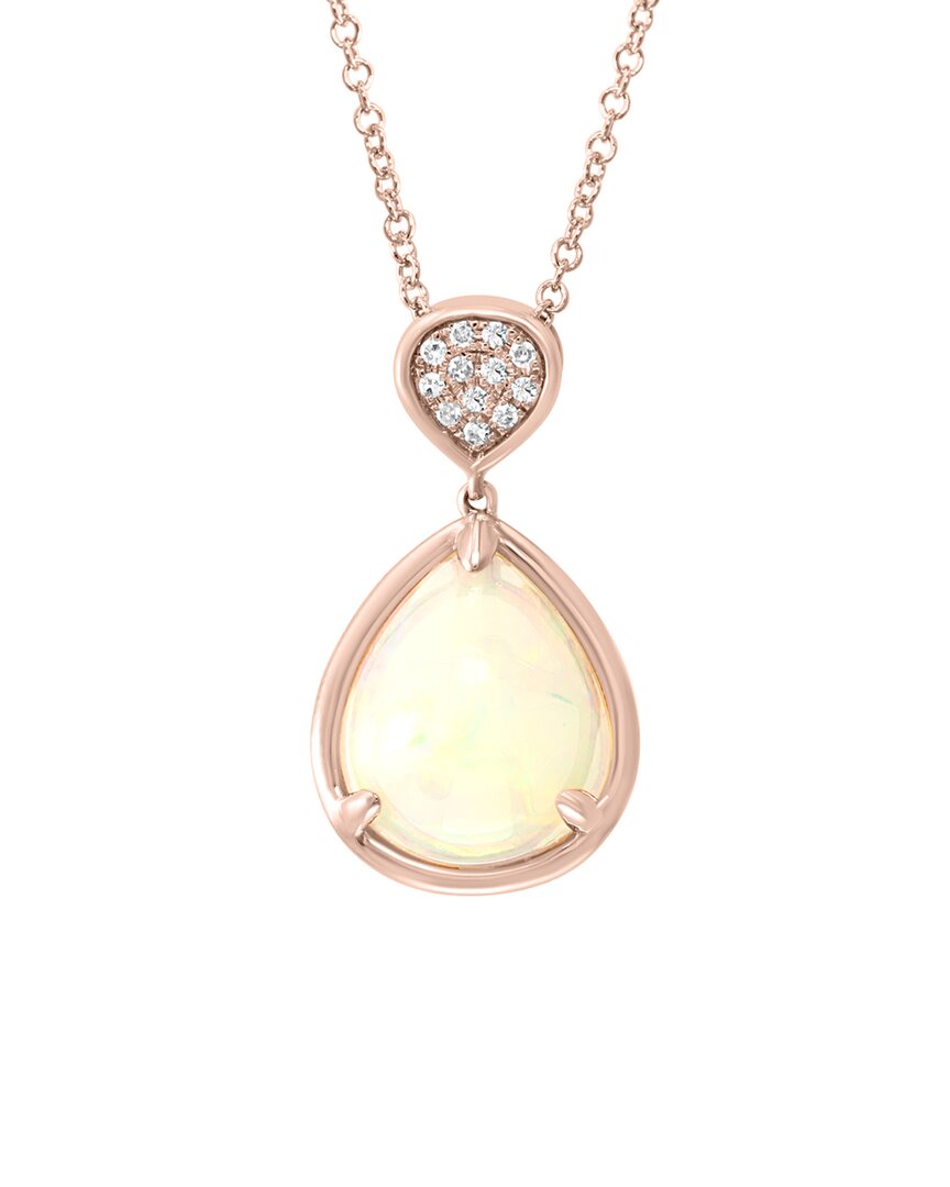 Effy Fine Jewelry 14k Rose Gold 3.70 Ct. Tw. Diamond & Opal Pendant Necklace