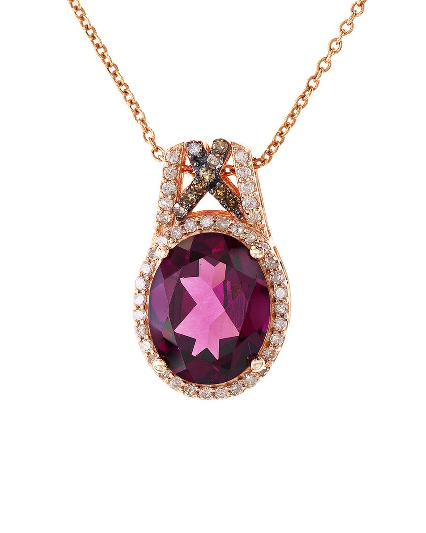 Effy Fine Jewelry 14k Rose Gold 3.05 Ct. Tw. Diamond & Rhodolite Necklace