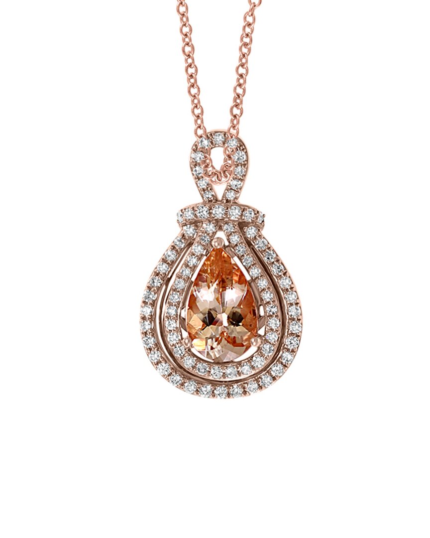 Effy Fine Jewelry 14k Rose Gold 2.47 Ct. Tw. Diamond & Morganite Pendant Necklace