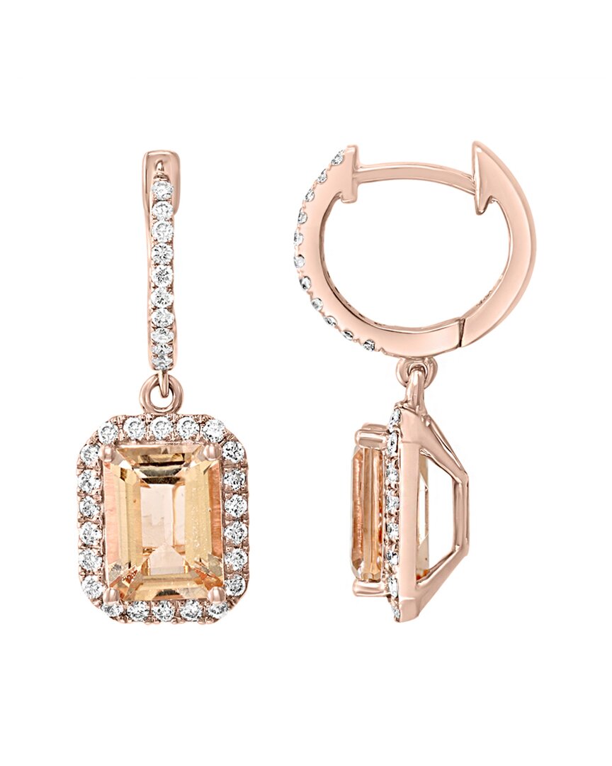 Effy Fine Jewelry 14k Rose Gold 3.29 Ct. Tw. Diamond & Morganite Earrings