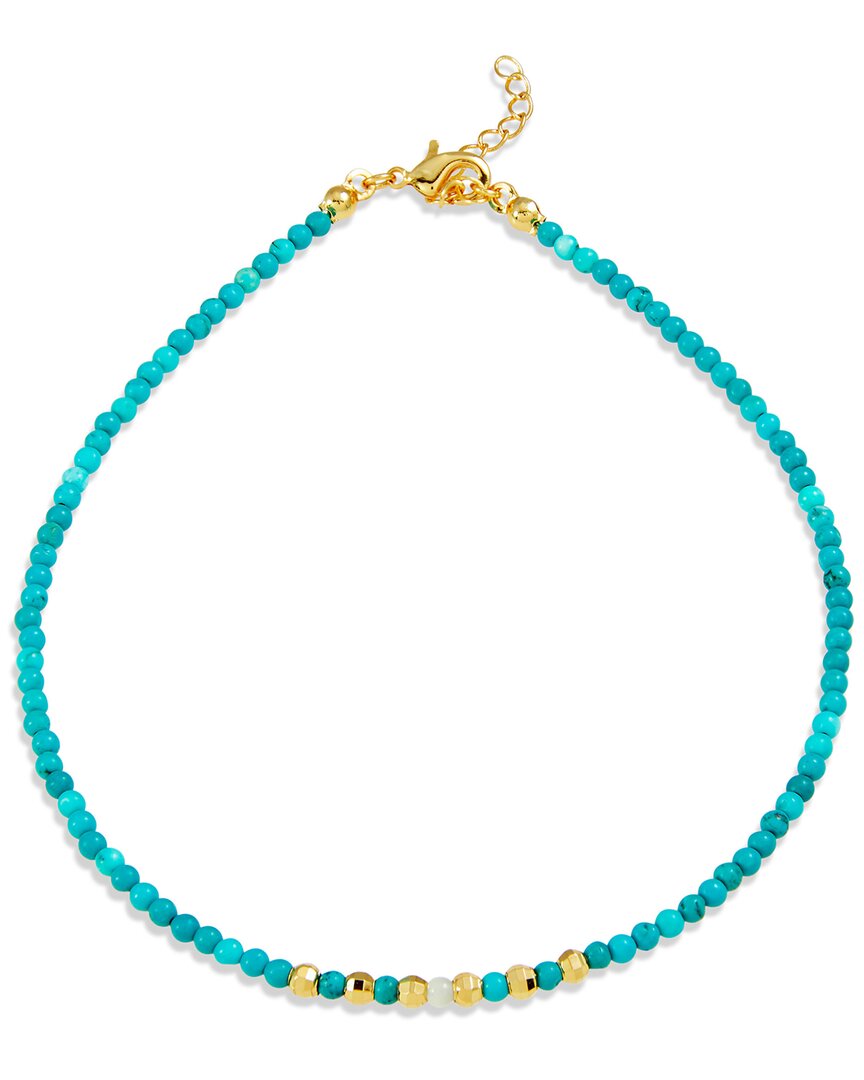 Savvy Cie 18k Plated Turquoise Anklet