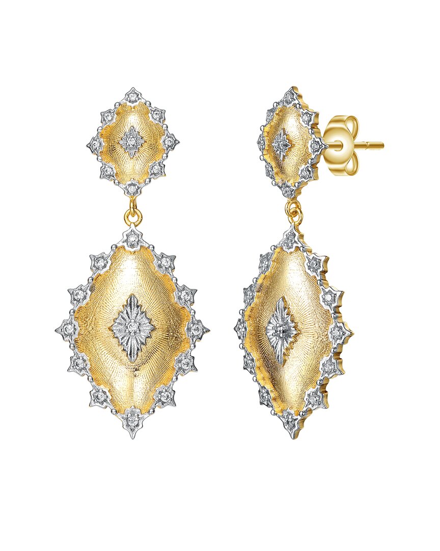 Rachel Glauber Two-tone Plated Cz Dangle Earrings