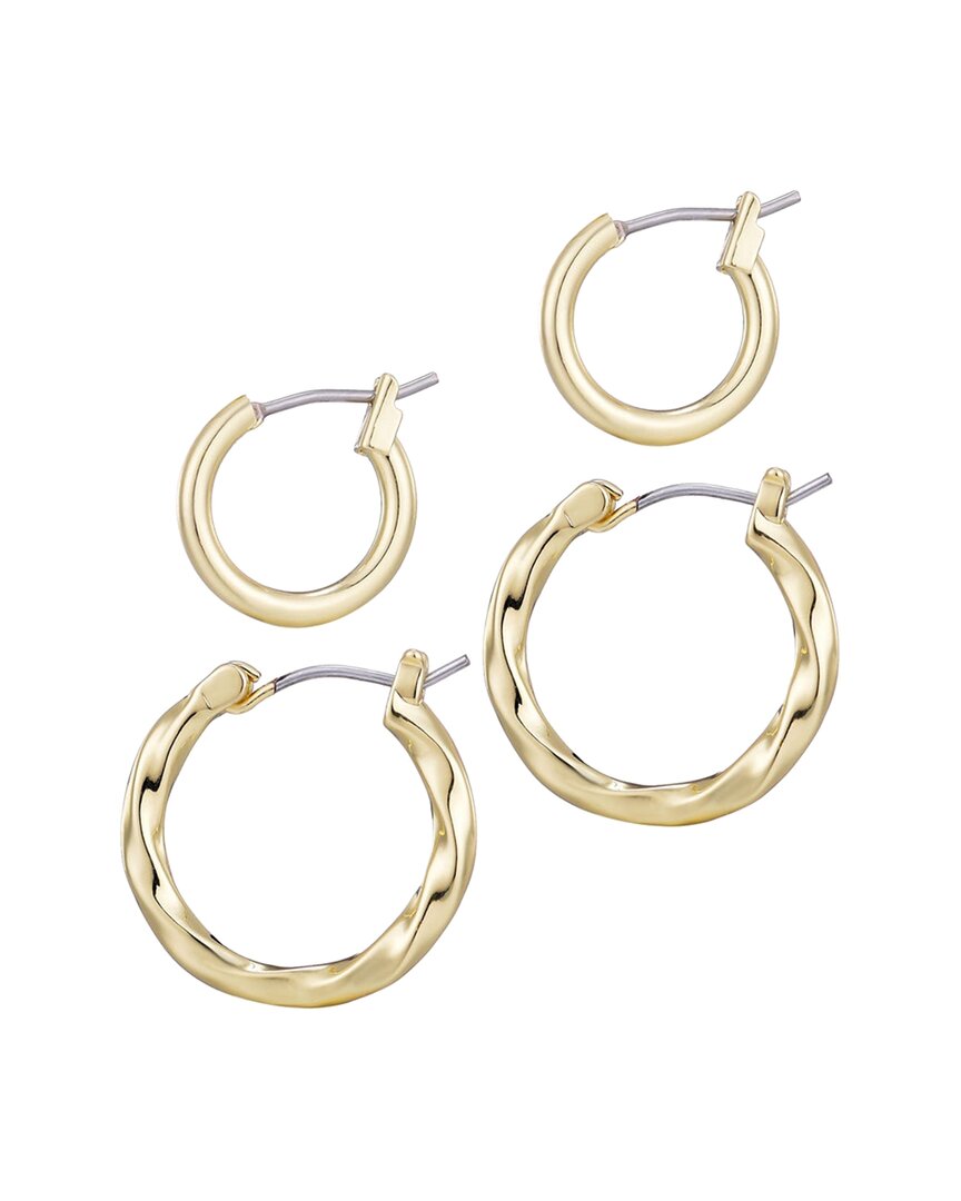 Adornia 14k Plated Set Of 2 Hoop Earrings In Gold