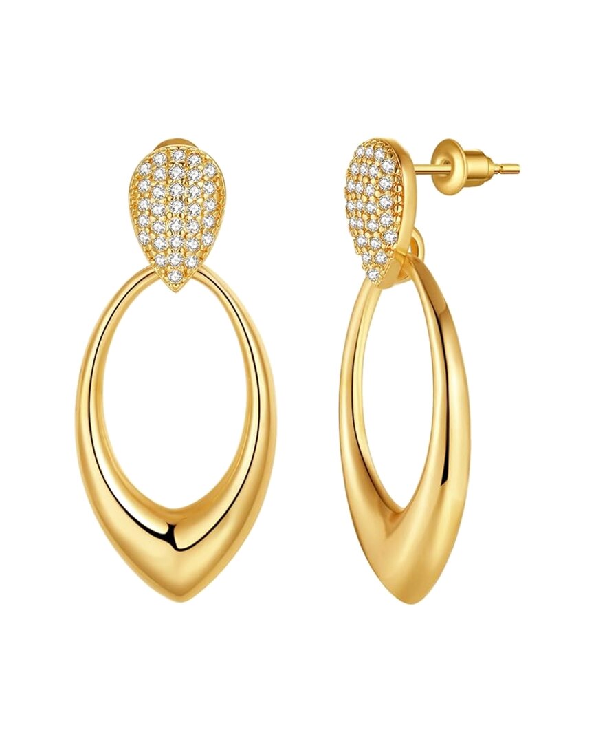 Liv Oliver 18k Plated Cz Drop Earrings In Gold