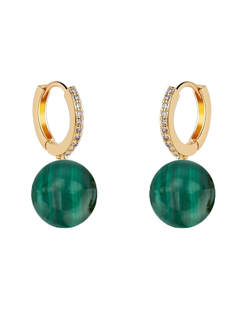 Liv Oliver 18k Plated 4.25 Ct. Tw.malachite Cz Classic Drop Earrings In Gray