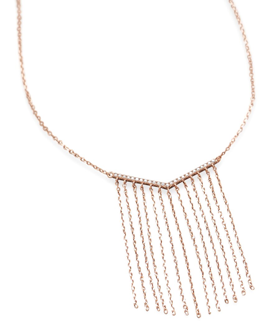 Liv Oliver Plated Cz Fringe Necklace In Pink