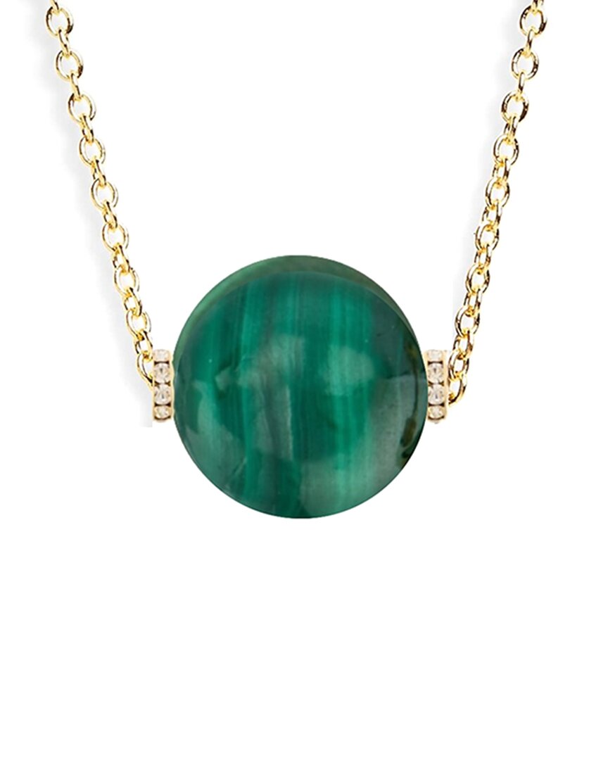 Liv Oliver 18k Platedmalachite Classic Necklace In Gold