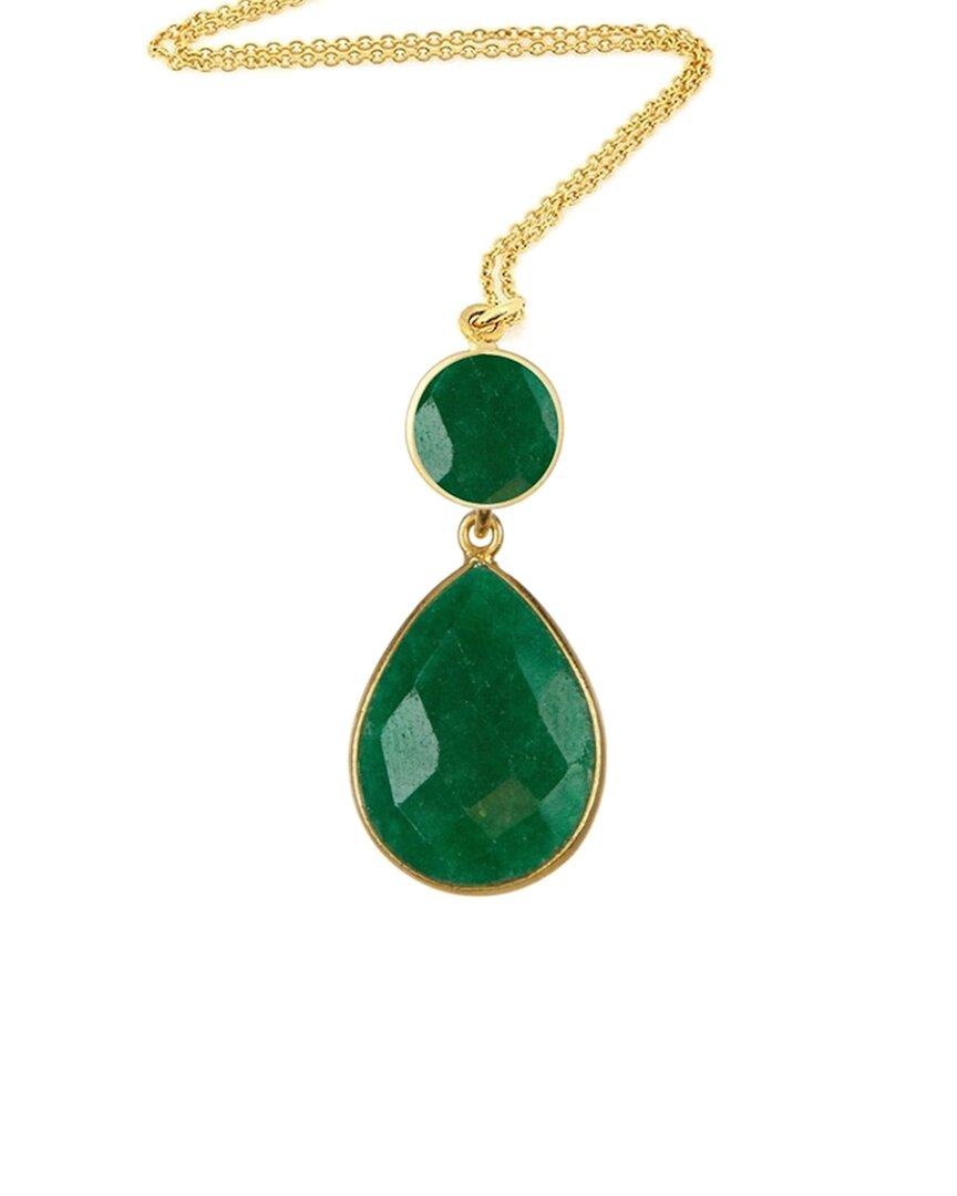 Liv Oliver 18k Platedtreated Emerald Layer Drop Necklace In Green