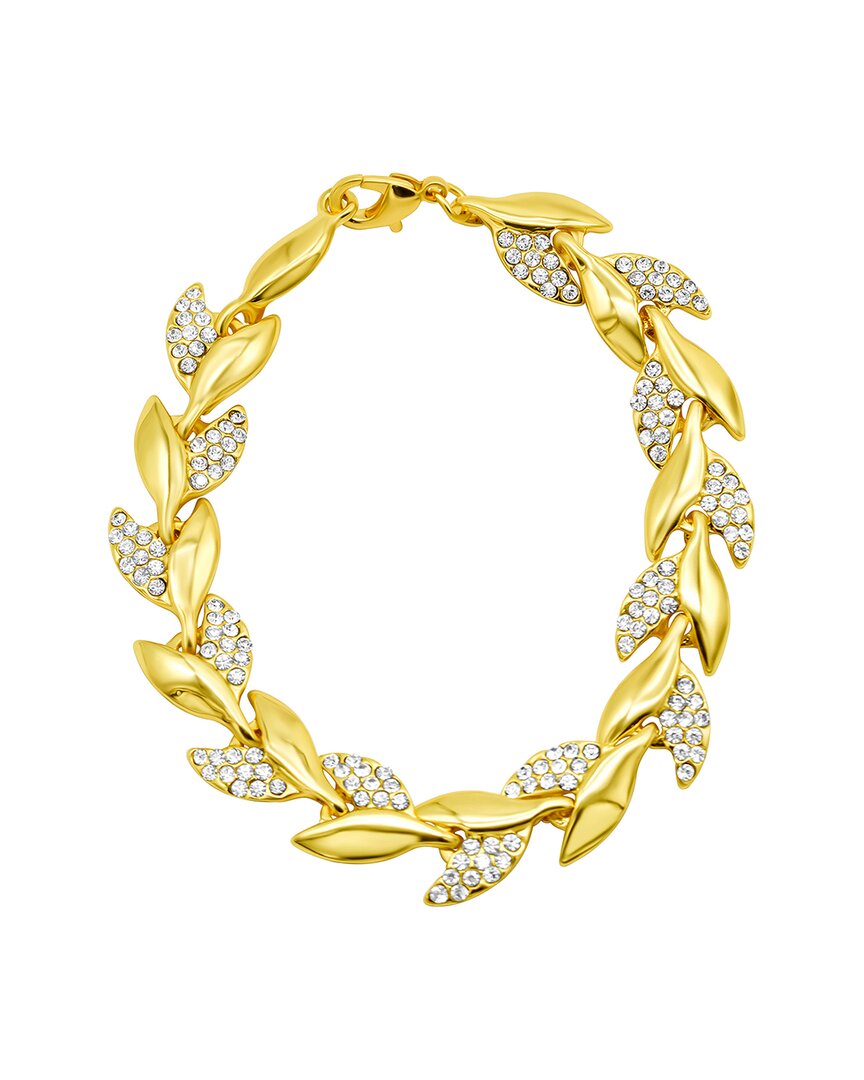 Adornia 14k Gold-plated Crystal Leaf Bracelet