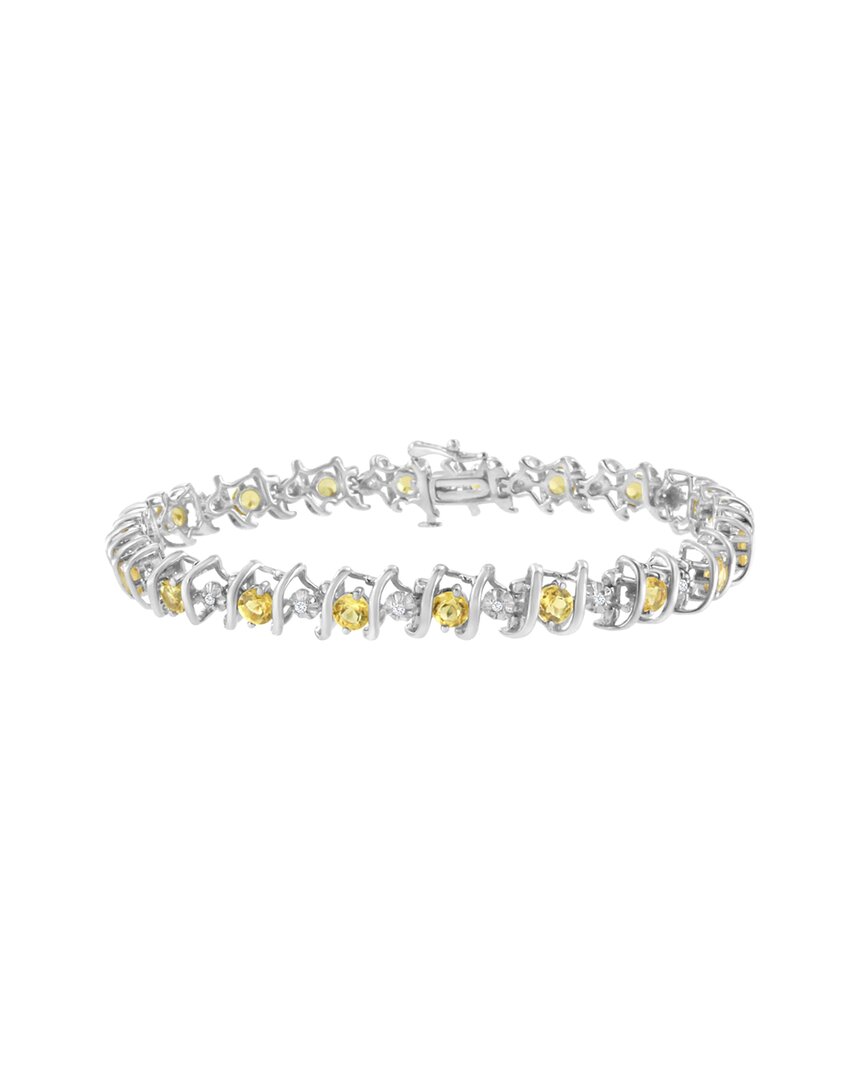 Haus Of Brilliance .925 Sterling Silver Lab-grown Birthstone And 1/6 Cttw Round Diamond Tennis Bracelet In Multi