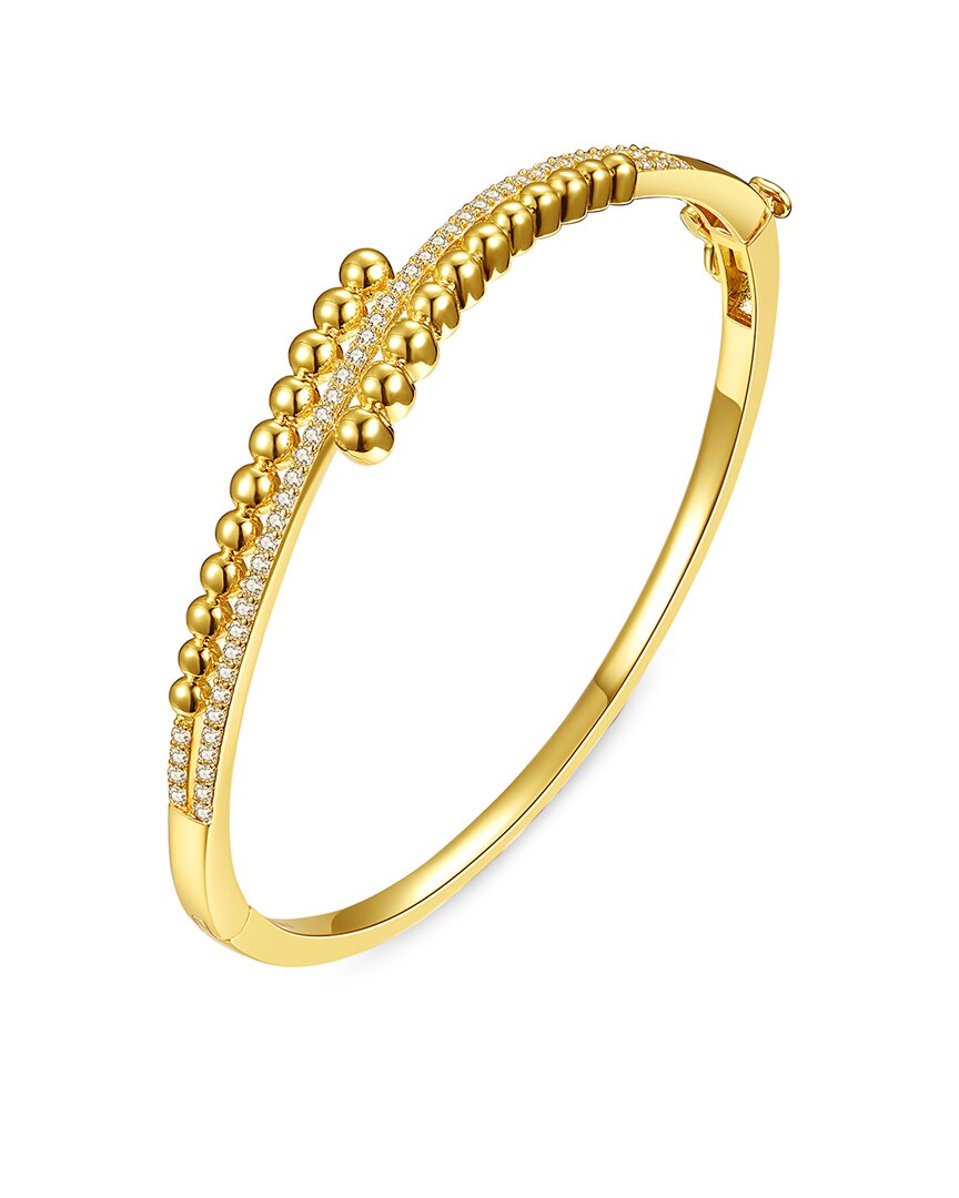 Genevive 14k Over Silver Cz Bypass Bangle Bracelet