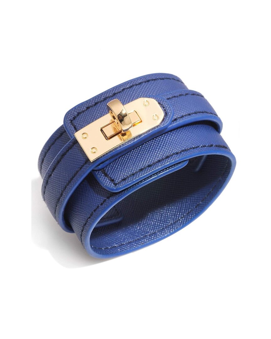 Liv Oliver 18k Plated Lock Bracelet In Blue