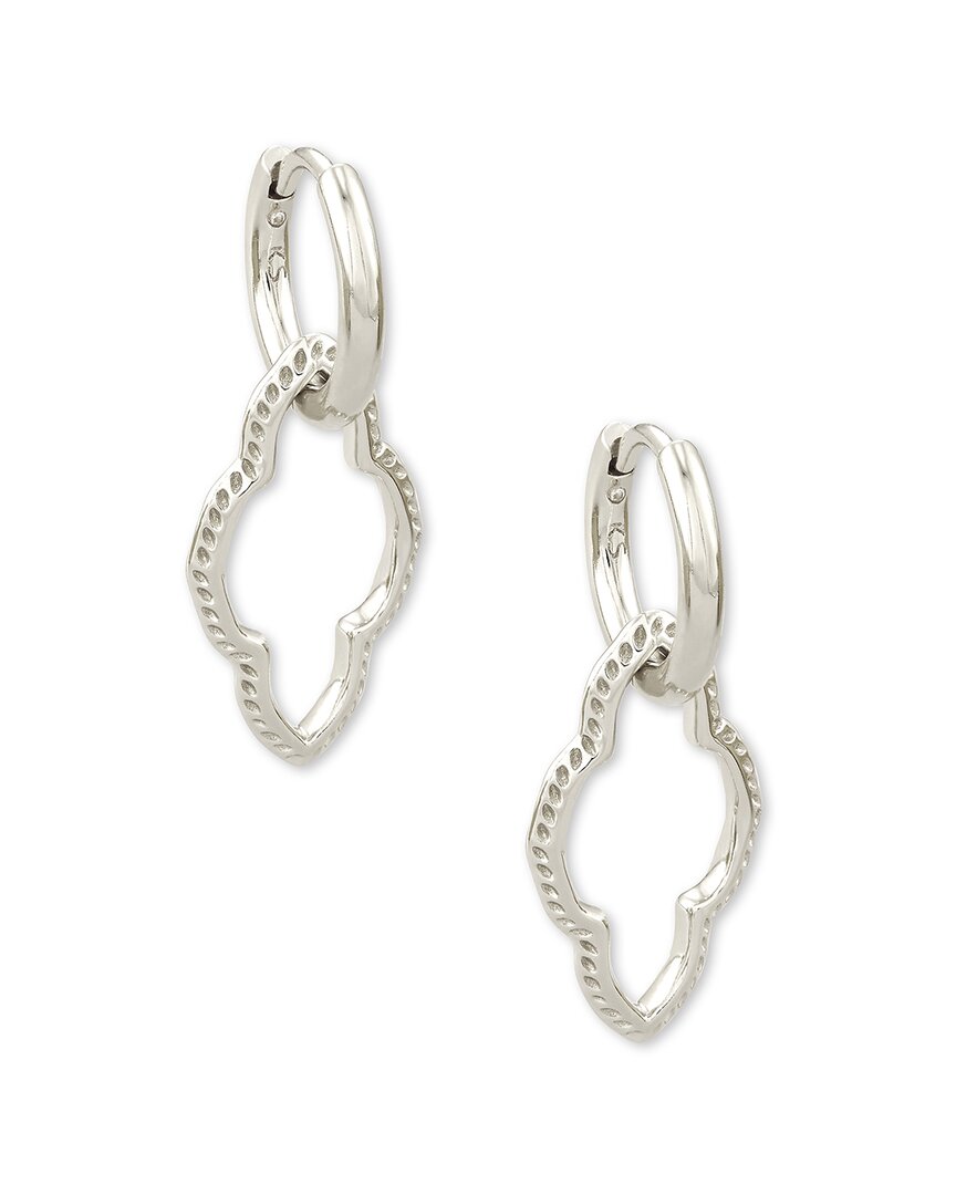 Kendra Scott Abbie Rhodium Plated Huggie Earrings In Metallic