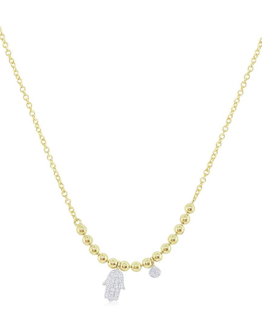 Meira T 14k Two-tone 0.06 Ct. Tw. Diamond Hamsa Necklace