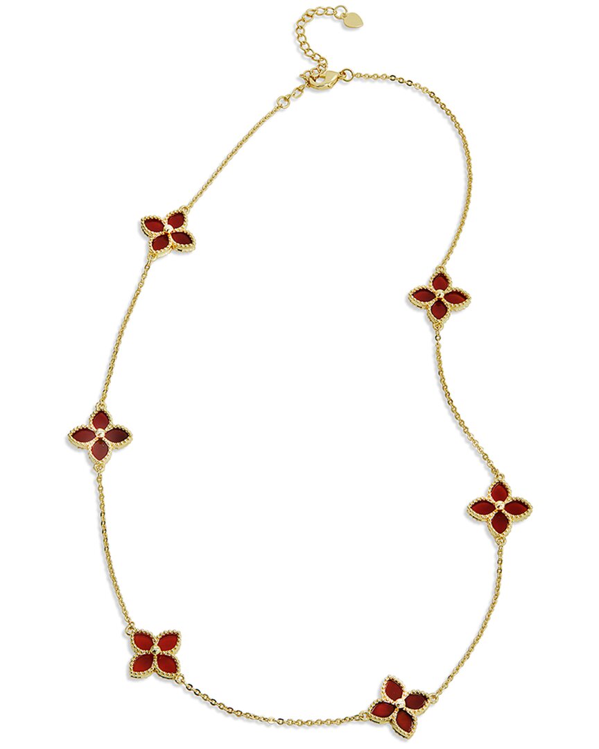 Savvy Cie 18k Over Silver Agate Station Necklace