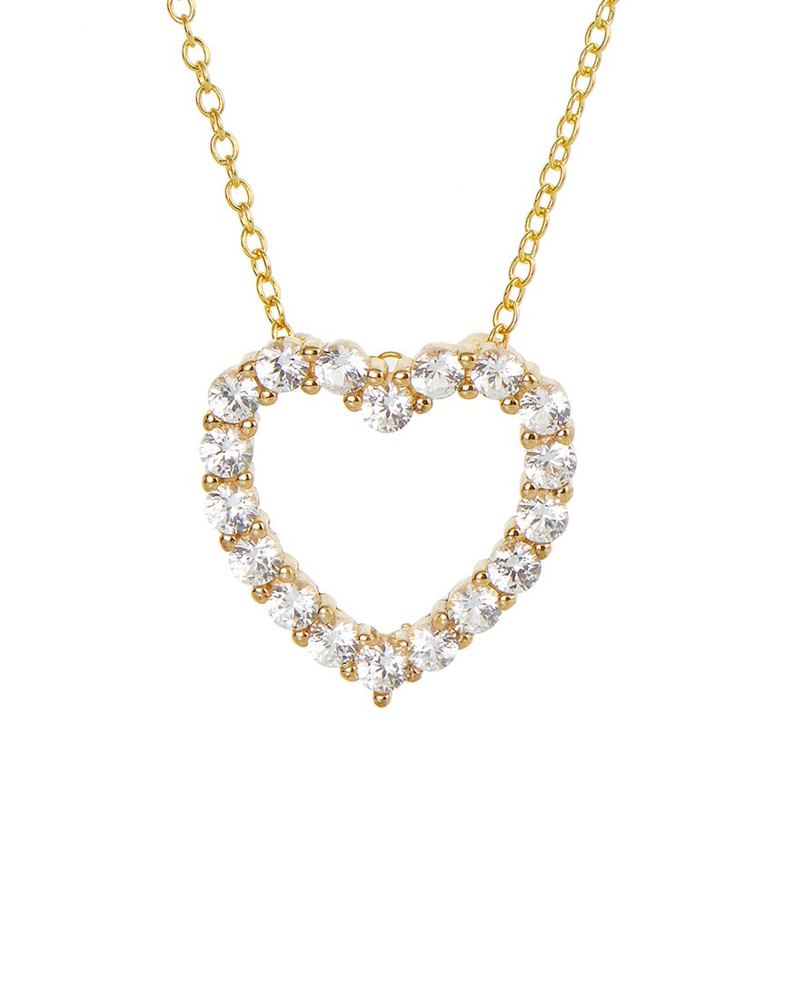 Savvy Cie 18k Over Silver Sapphire Heart Necklace In Gold