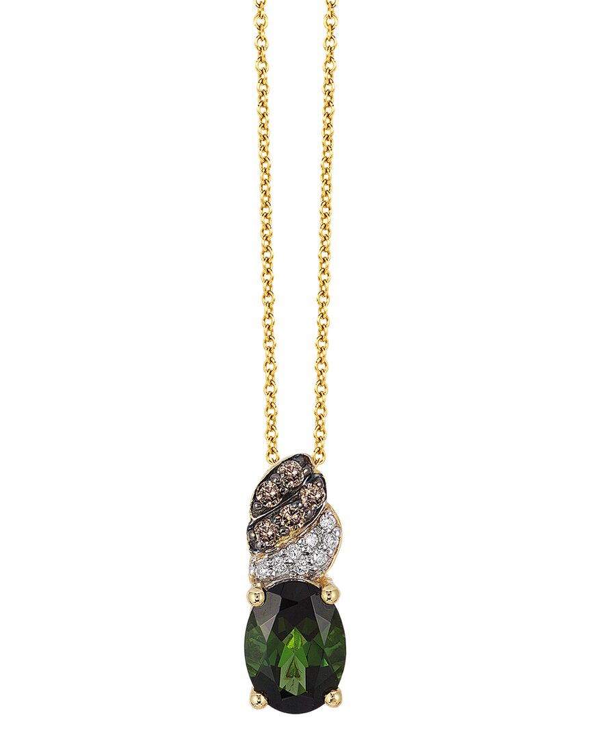 Le Vian ® 14k Green Gold 1.20 Ct. Tw. Diamond & Green Tourmaline Pendant Necklace