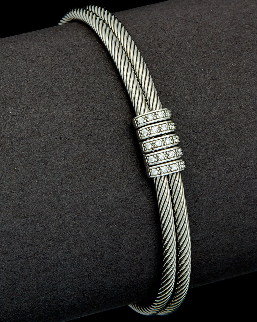 Italian Gold Over Silver 18k Over Silver 0.30 Ct. Tw. Diamond Cuff