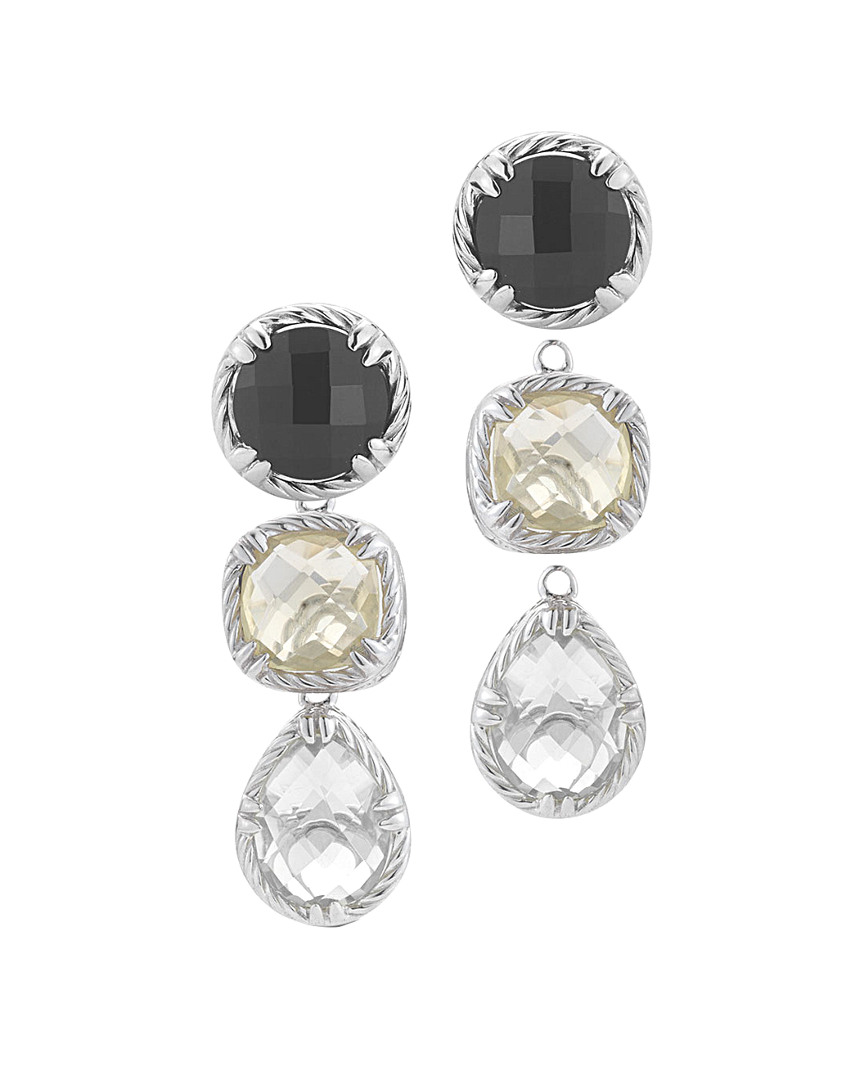 Delatori By Alor Silver Gemstone & Crystal Drop Earrings In Metallic
