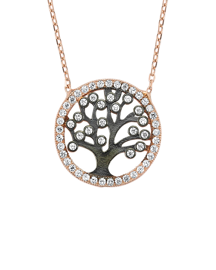 Amorium 18k Rose Gold Vermeil Cz Tree Of Life Necklace