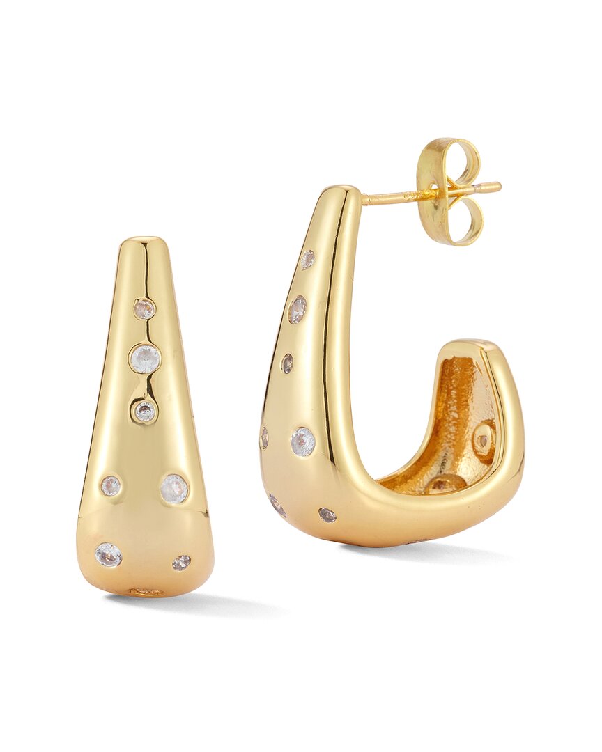 Chloe & Madison Chloe And Madison Jewelry Plated Cz Statement J Hoops In Gold