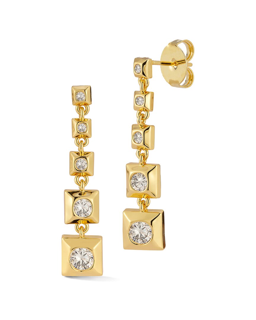 Chloe & Madison Chloe And Madison Jewelry 18k Plated Cz Graduated Drop Earrings