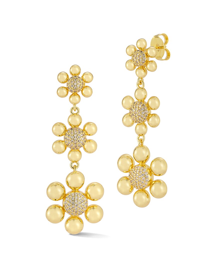 Chloe and Madison Jewelry 18K Plated CZ Graduating Flower Drop Earrings