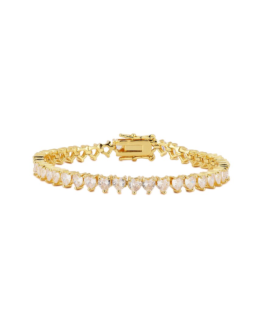 Glaze Jewelry 18k Plated Cz Heart Tennis Bracelet In Gold