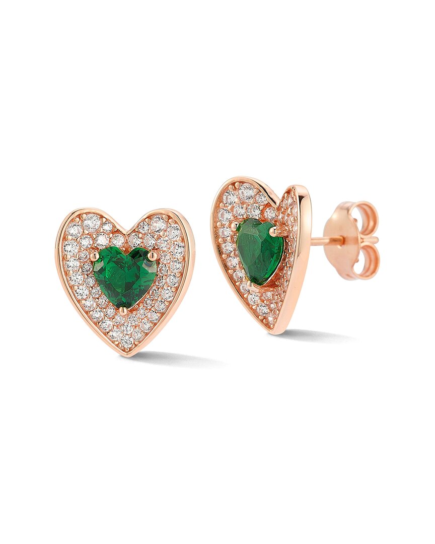 Sphera Milano 14k Rose Gold Vermeil Cz Heart Studs