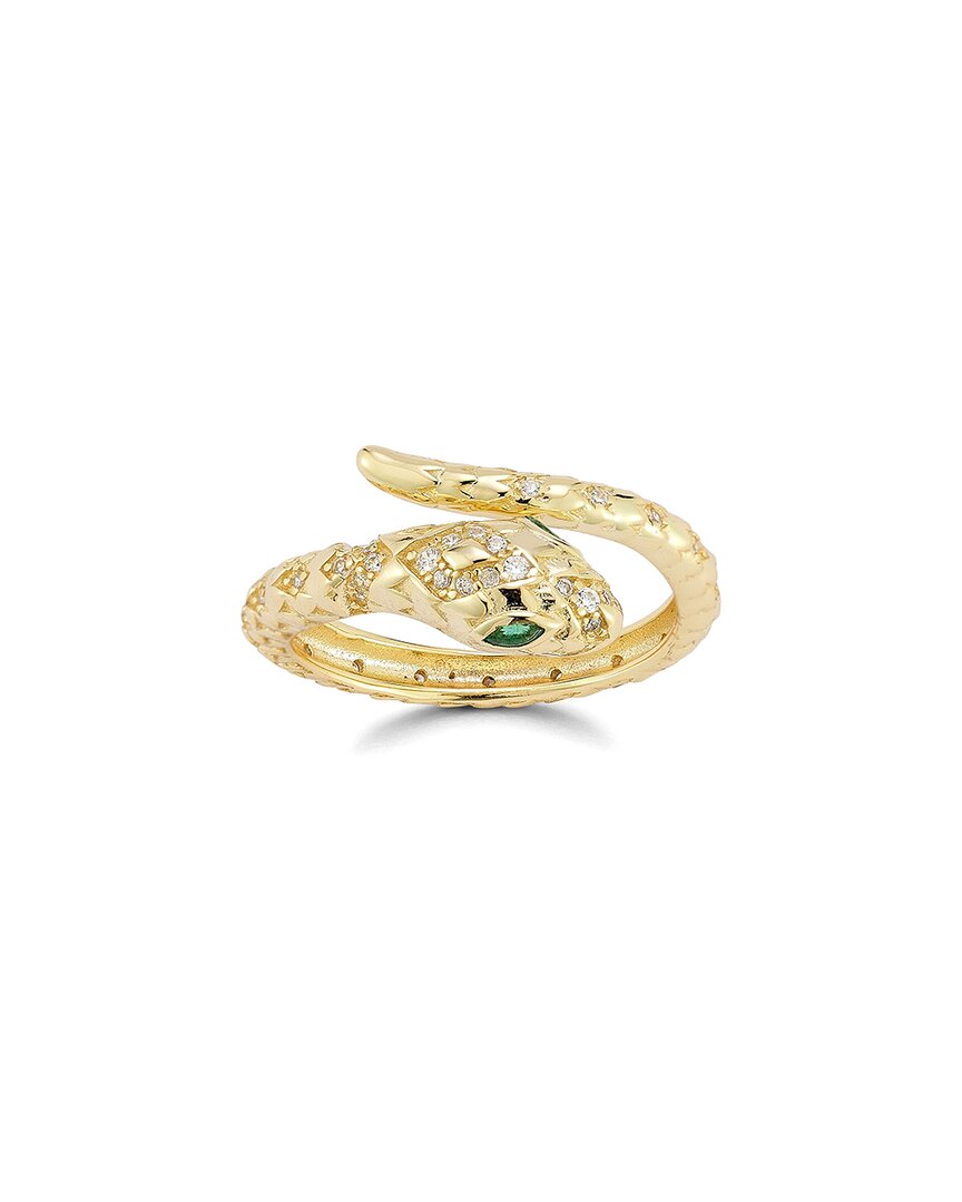 Sphera Milano 14k Over Silver Cz Snake Bypass Ring