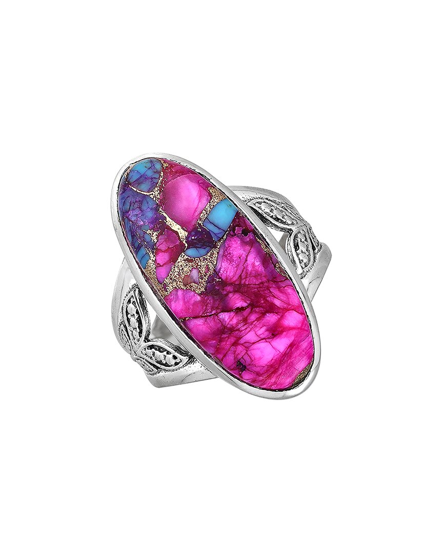 Tiramisu Silver 18.00 Ct. Tw. Pink Oyster Copper Turquoise Ring