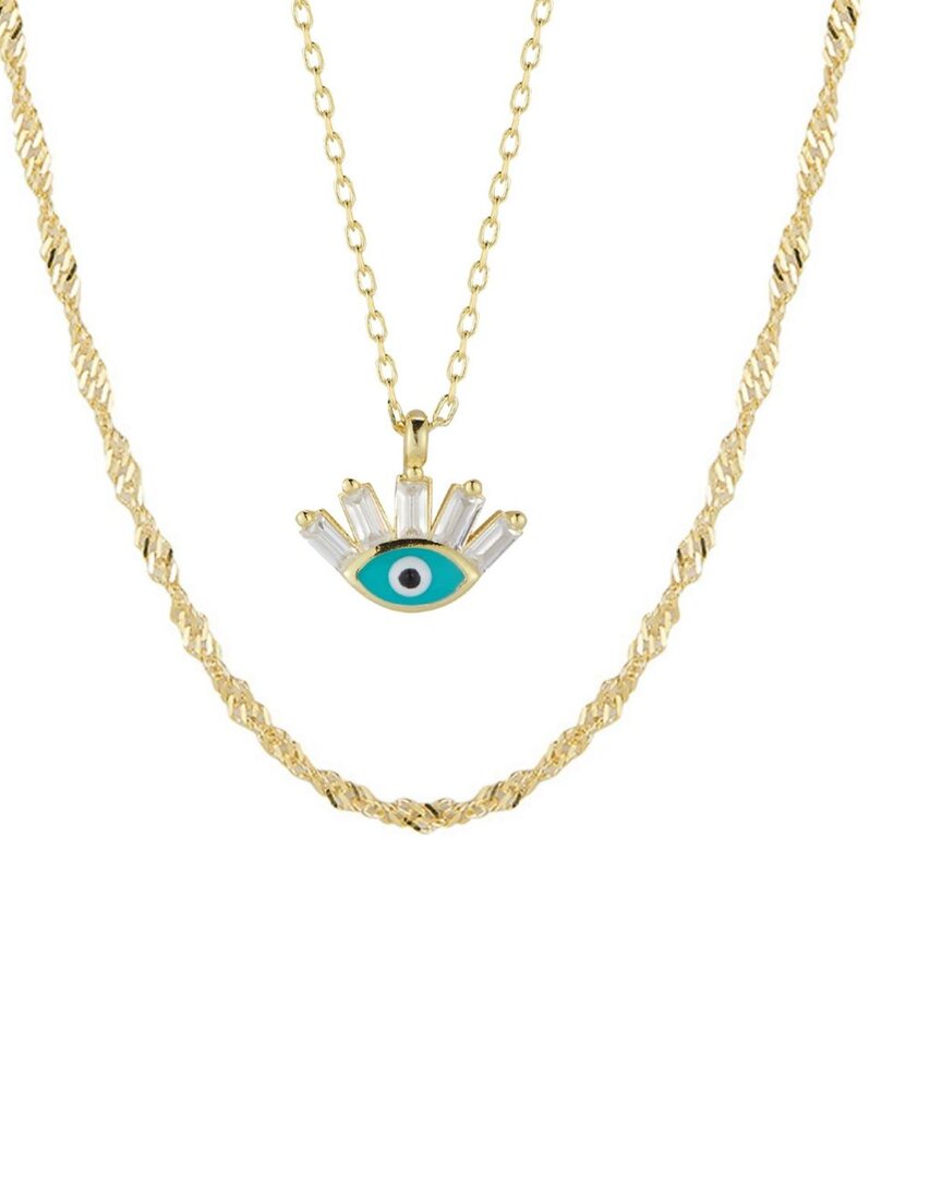 Sphera Milano 14k Over Silver Cz Layered Necklace