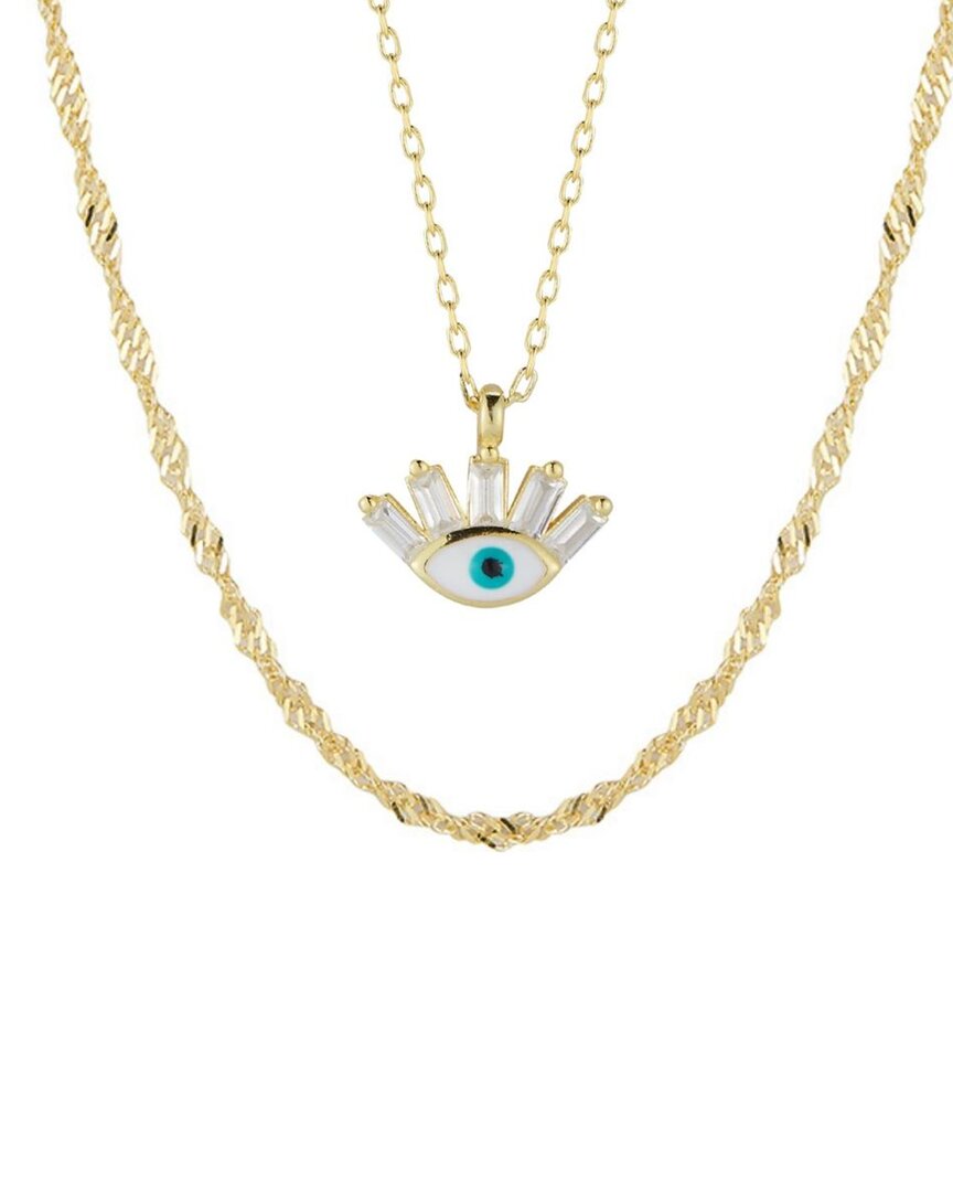 Sphera Milano 14k Over Silver Cz Layered Necklace In Gold