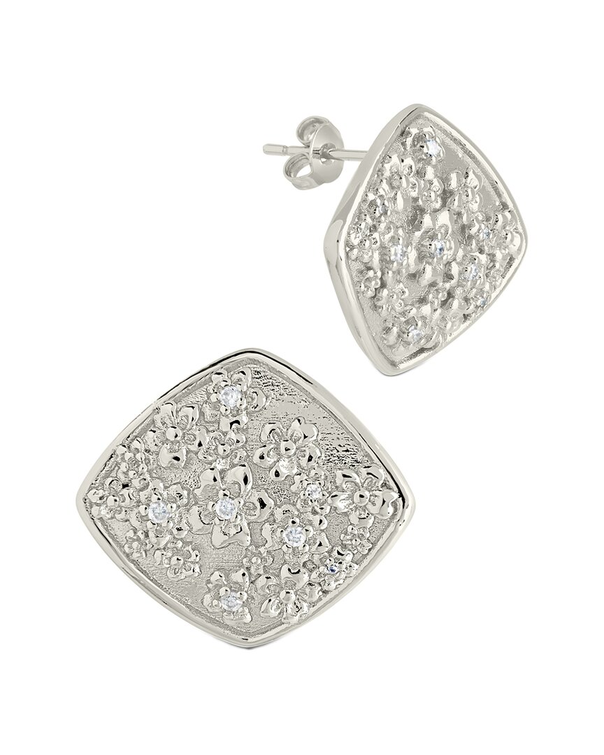 Sterling Forever Gold-tone Or Silver-tone Cubic Zirconia Detail Flower Pendant Ophelia Studs