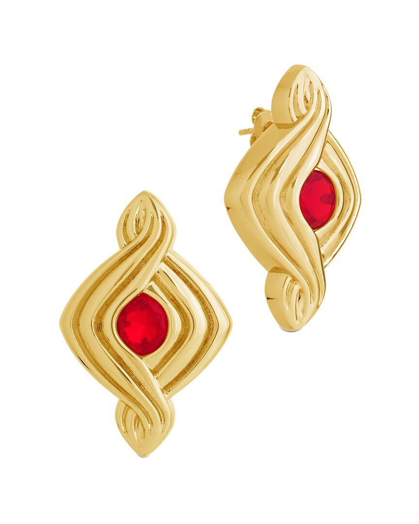 Sterling Forever 14k Plated Cz Danish Studs