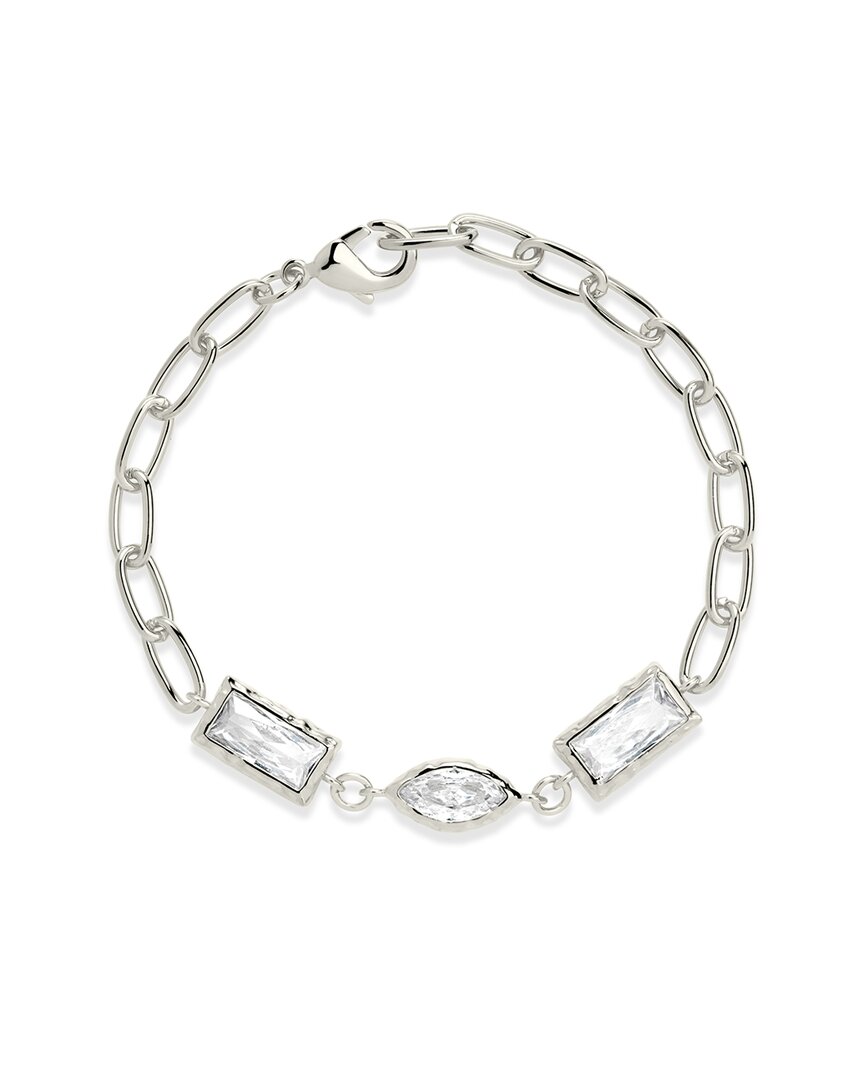 Sterling Forever Tate Cubic Zirconia Chain Bracelet In Metallic