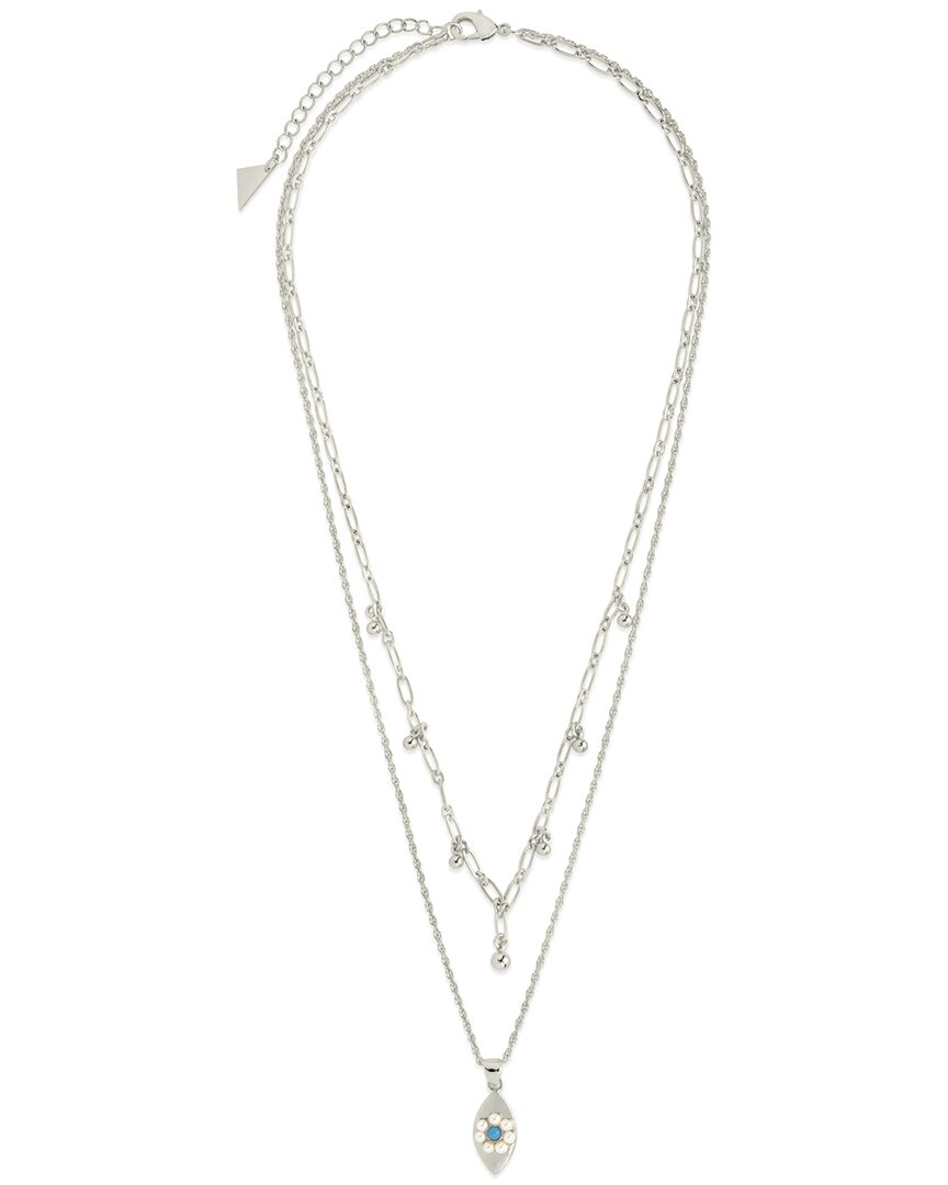 Sterling Forever Varuna Turquoise Evil Eye Charm Layered Necklace