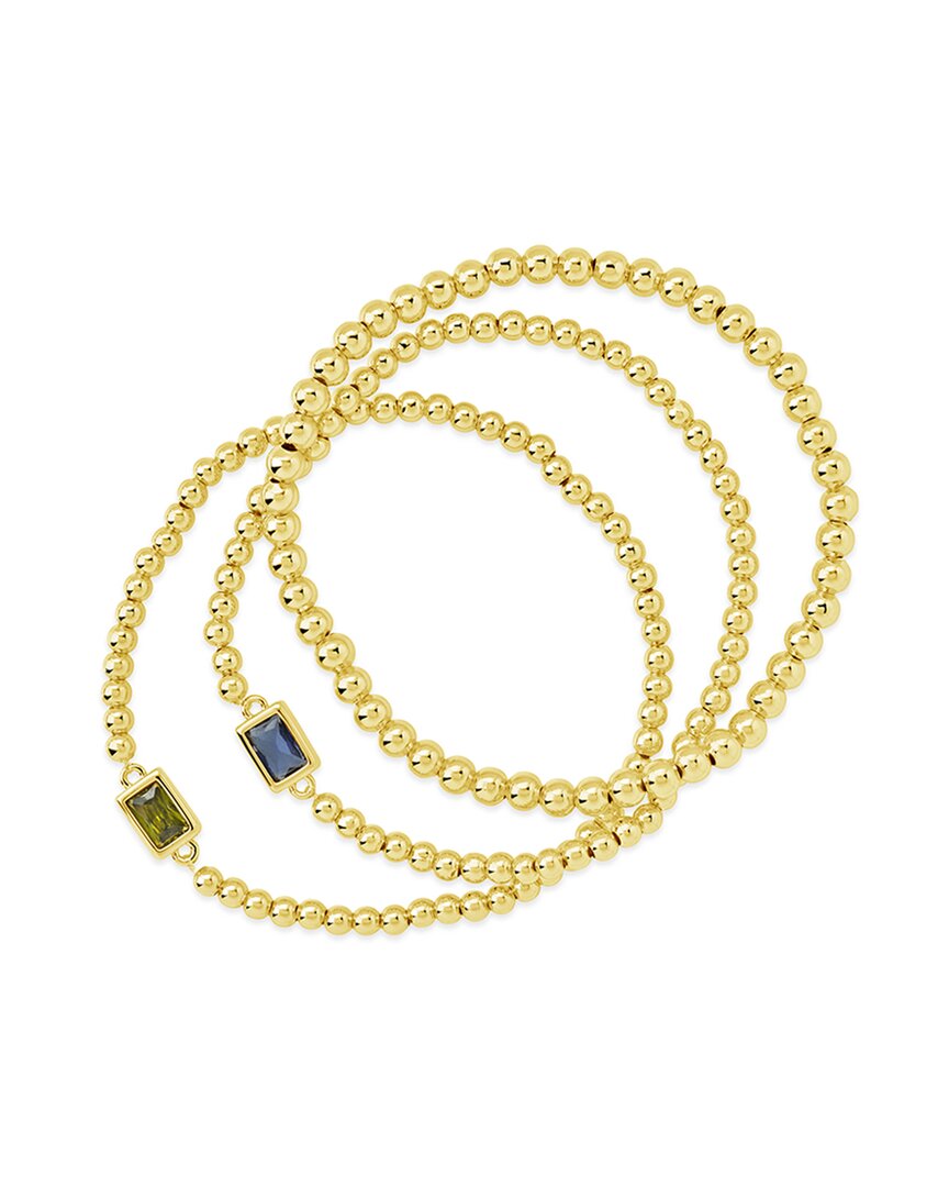 Sterling Forever 14k Plated Cz Set Of 3 Station Bracelet