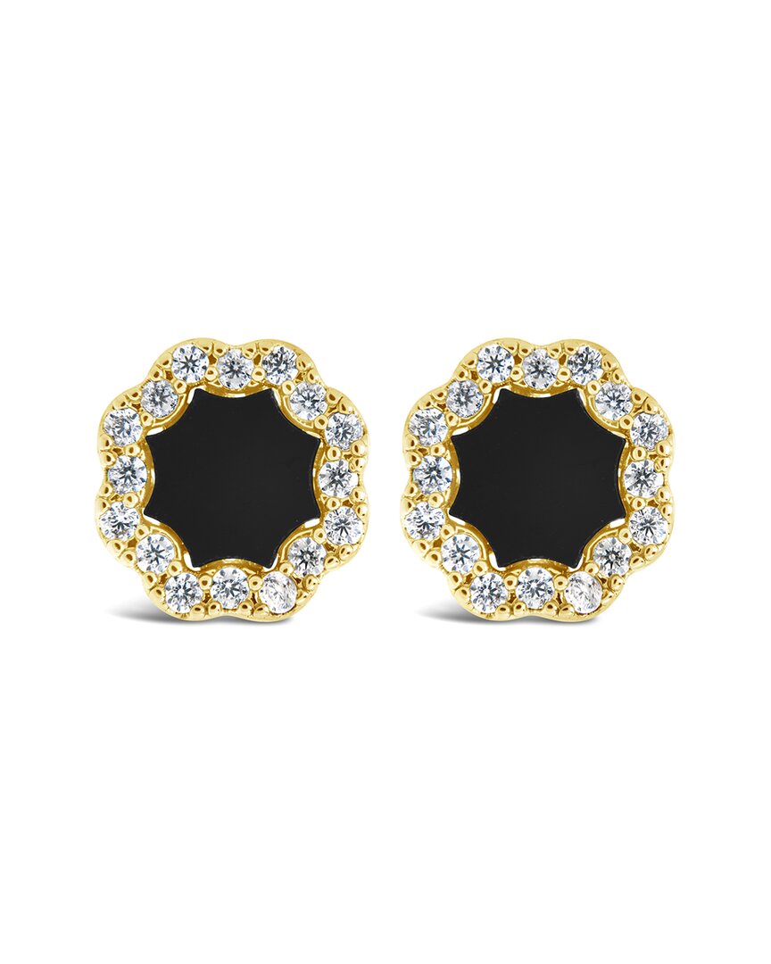 Sterling Forever 14k Plated Frame Rose Petal Studs