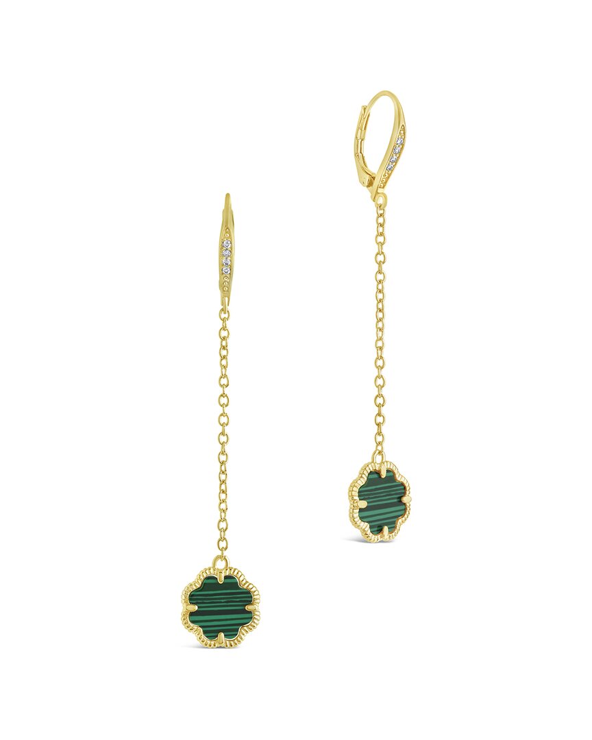 Sterling Forever 14k Plated Rose Petal Long Drop Earrings