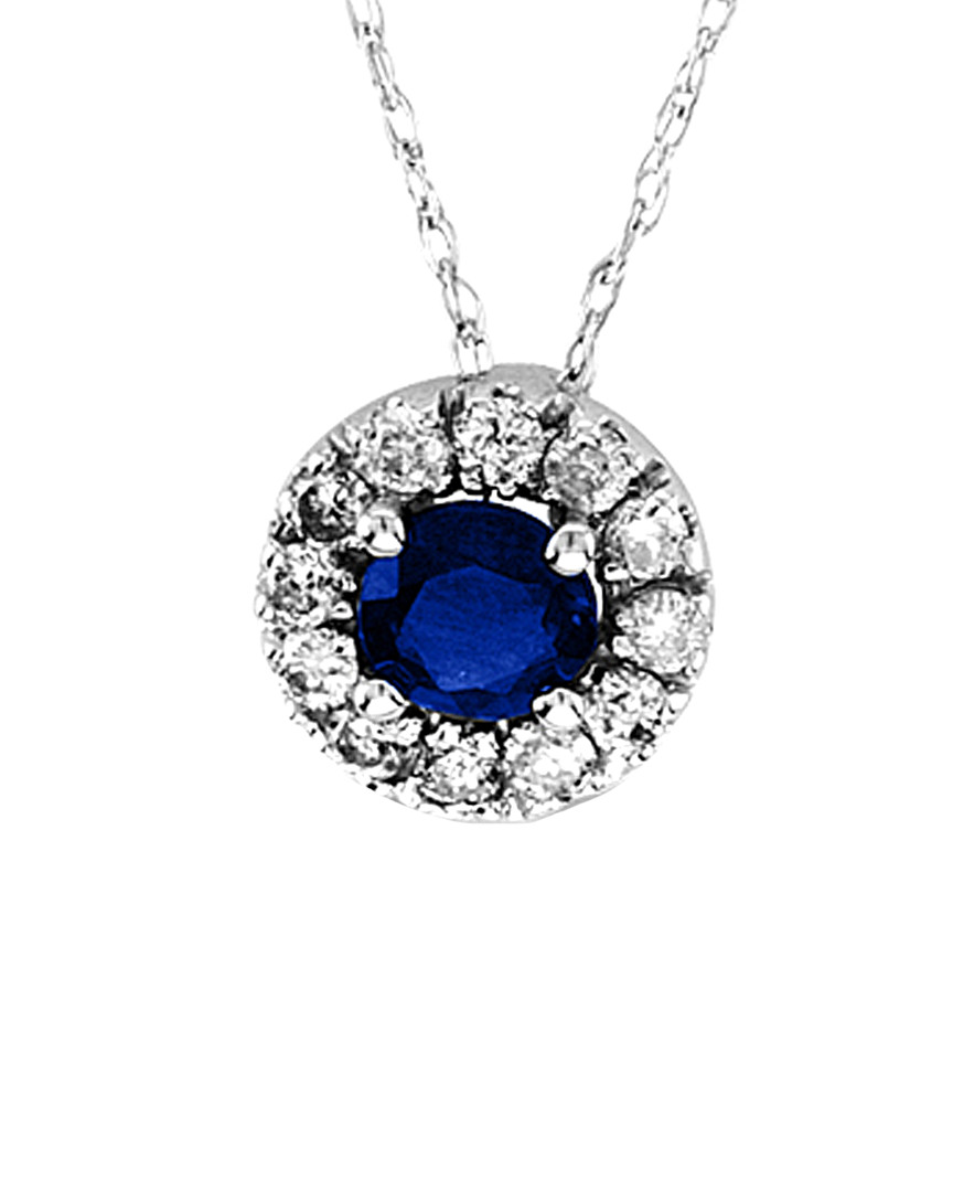 Suzy Levian 14k 0.48 Ct. Tw. Diamond & Sapphire Pendant Necklace