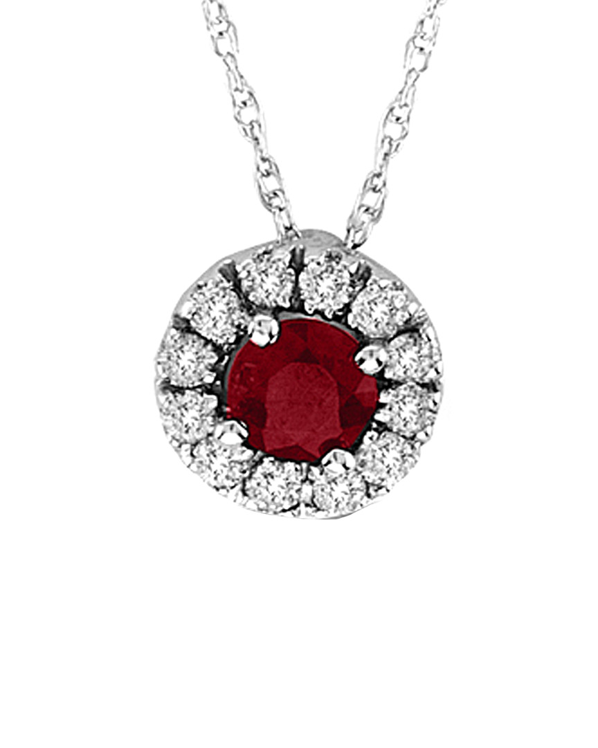 Suzy Levian 14k 0.48 Ct. Tw. Diamond & Ruby Pendant Necklace
