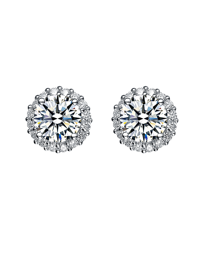 GENEVIVE GENEVIVE 14K OVER SILVER CZ EARRINGS